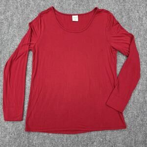 Soma Shirt Womens Small Red Long Sleeve Scoop Neck Stretch Soft Lounge Basic